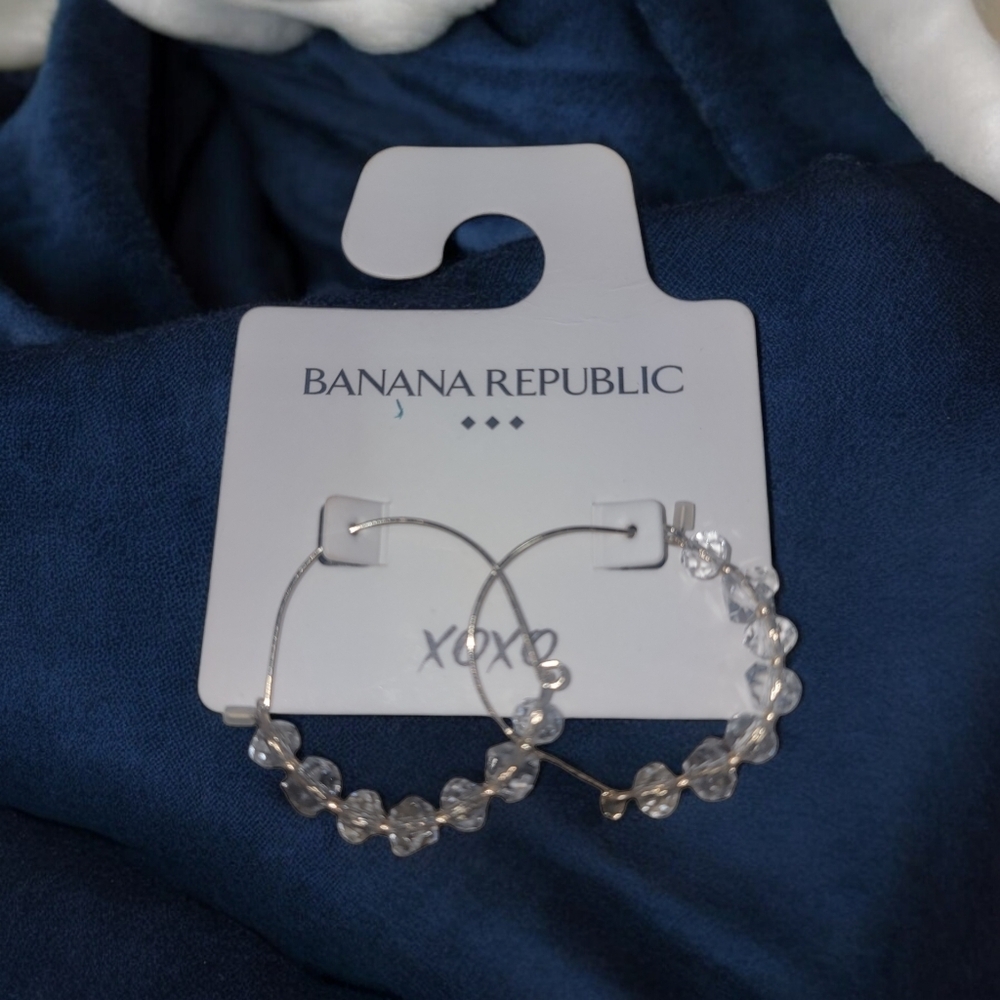 NWT Silver and Crystal Beaded Banana Republic Earrings